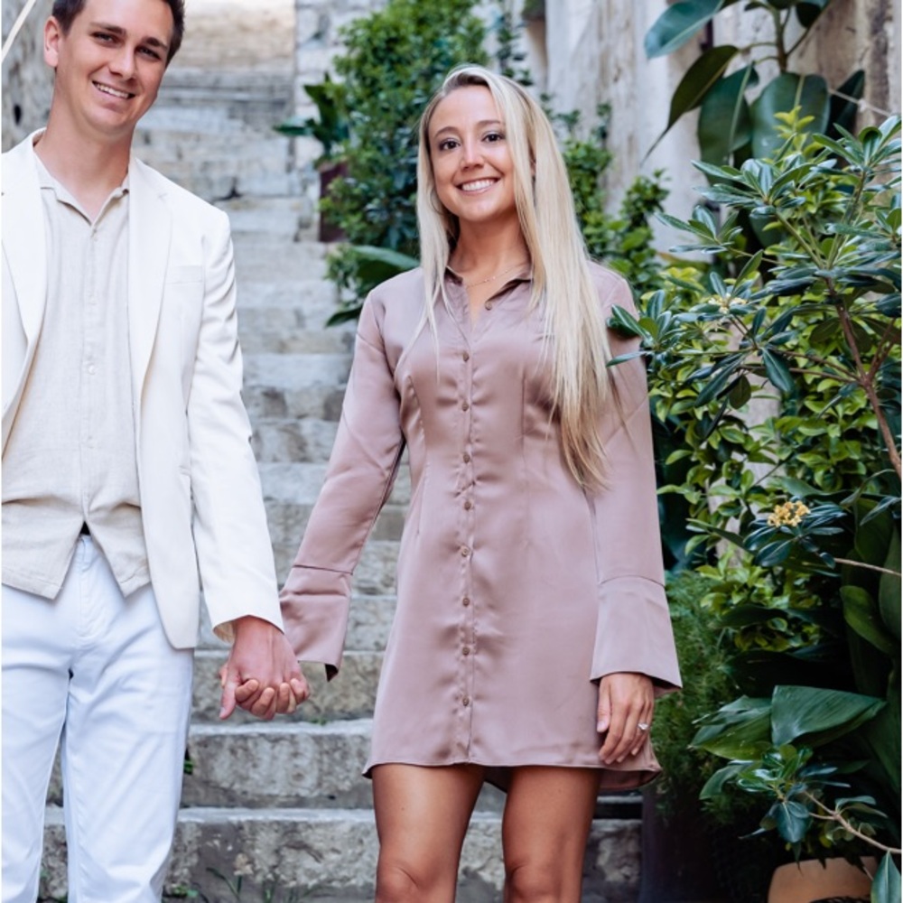 Abercrombie & Fitch Tan Long Sleeve Bell Sleeve Shirt Dress